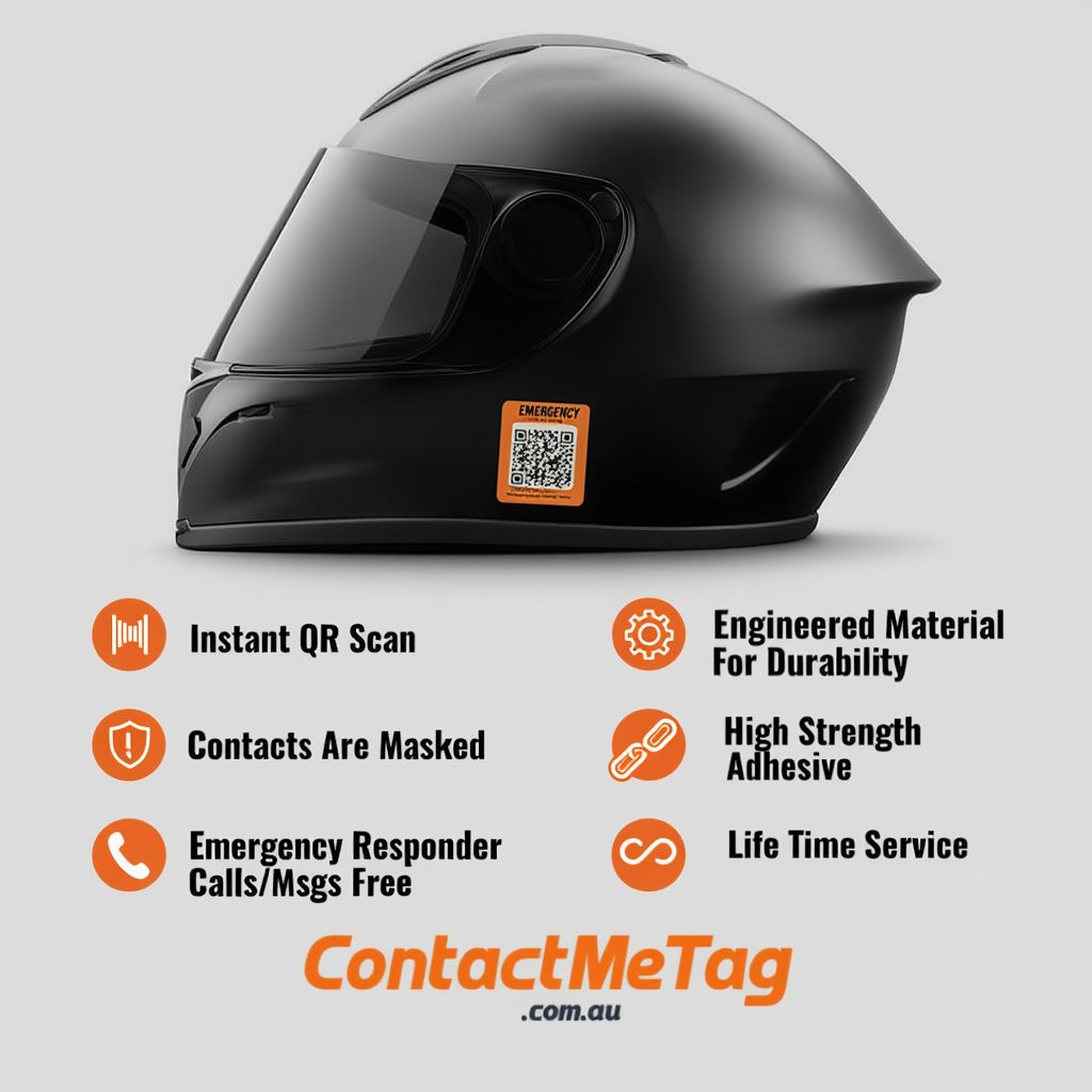 Emergency QR Code Sticker — Helmet Tag