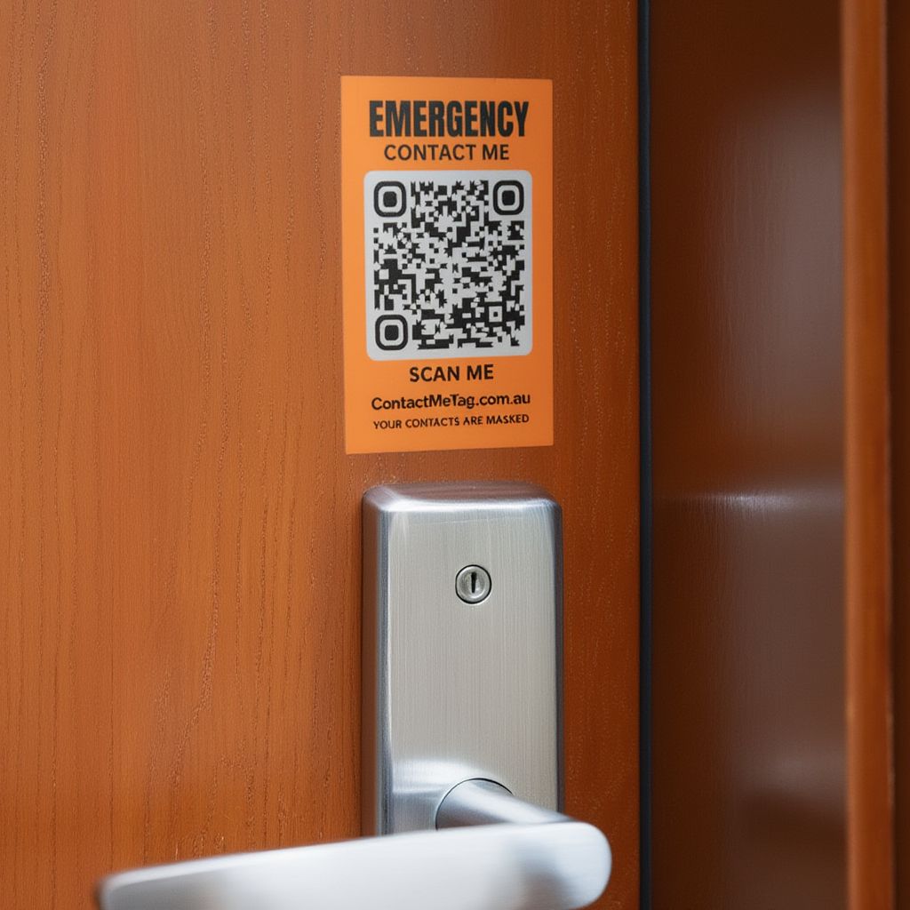 Emergency QR Code Sticker — Home Door Tag